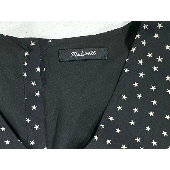 Madewell Shift Dress Size Small 100% Silk Star Print Button Back V-Neck Lined - Picture 4 of 8